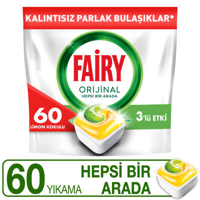 Fairy Hepsi Bir Arada Bulaşık Makinesi Deterjanı Kapsülü/Tableti 60 Yıkama Limon Kokulu - 1