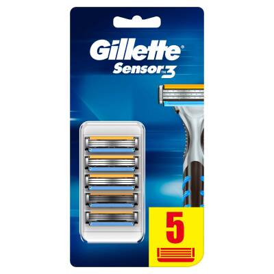 Gillette Sensor3 Tıraş Makinesi + 5 Yedek Tıraş Bıçağı - 1