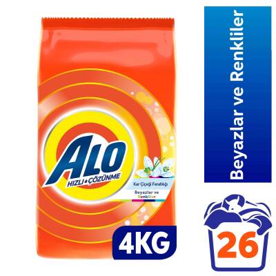 Alo 4 Kg Kar Çiçeği Ferahlğı Beyazlar ve Renkliler Hızlı Çözülme  Toz Deterjan - 2