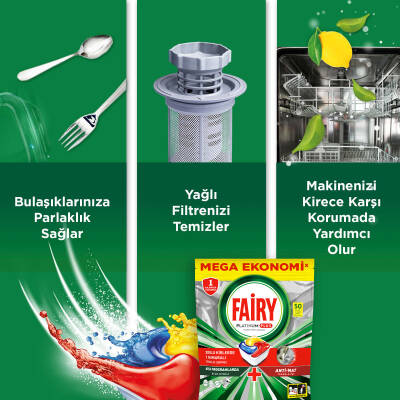 Fairy Platinum Plus Bulaşık Makinesi Deterjanı Kapsülü/Tableti 50 Yıkama Limon Kokulu - 5