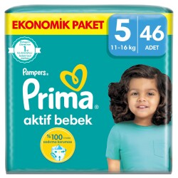 Prima Bebek Bezi Aktif Bebek 5 Beden 46 Adet Junior Fırsat Paketi - 1