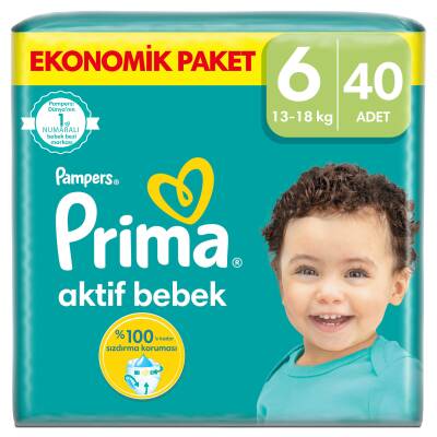 Prima Bebek Bezi Aktif Bebek 6 Beden 40 Adet Ekstra Large Fırsat Paketi - 1