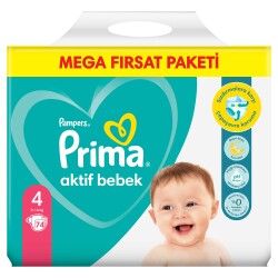 Prima Bebek Bezi Aktif Bebek 4 Beden 74 Adet Mega Fırsat Paketi - 2