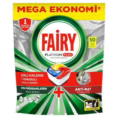 Fairy Platinum Plus Bulaşık Makinesi Deterjanı Kapsülü/Tableti 50 Yıkama Limon Kokulu - 3