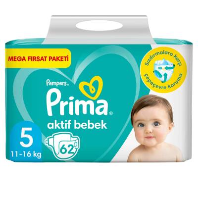 Prima Bebek Bezi Aktif Bebek 5 Beden 62 Adet Junior Mega Fırsat Paketi - 2