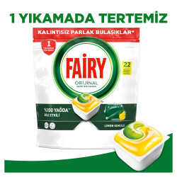 Fairy Hepsi Bir Arada Bulaşık Makinesi Deterjanı Kapsülü/Tableti 22 Yıkama Limon Kokulu - 5