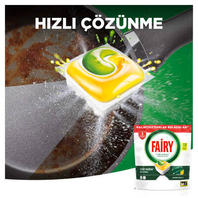 Fairy Hepsi Bir Arada Bulaşık Makinesi Deterjanı Kapsülü/Tableti 22 Yıkama Limon Kokulu - 7