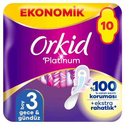 Orkid Platinum Hijyenik Ped Gece Ekonomik Paket 10 Ped - 1