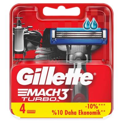 Gillette Mach3 Turbo 4 Adet Yedek Tıraş Bıçağı Kırmızı Seri - 2