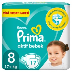 Prima Bebek Bezi Aktif Bebek 8 Beden 17 Adet Standard Paket - 1