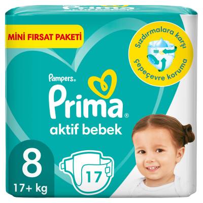 Prima Bebek Bezi Aktif Bebek 8 Beden 17 Adet Standard Paket - 1