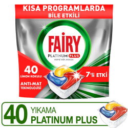 Fairy Platinum Plus Bulaşık Makinesi Deterjanı Kapsülü/Tableti 40 Yıkama Limon Kokulu - 1