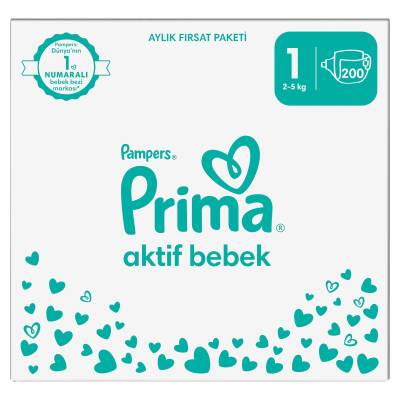 Prima Aktif Bebek, Bebek Bezi 1 Numara, 200 Adet - 2