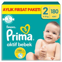 Prima Aktif Bebek, Bebek Bezi 2 Numara, 180 Adet - 1