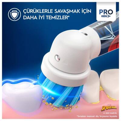 Oral-B Çocuk Şarjlı/Elektrikli Diş Fırçası Spiderman D100 - 10