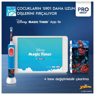 Oral-B Çocuk Şarjlı/Elektrikli Diş Fırçası Spiderman D100 - 14