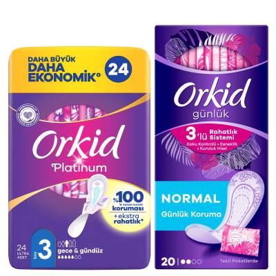 Orkid Platinum Normal 24'Lü + Günlük Koruma 20'Li Ped - 2