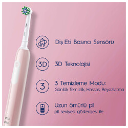 Oral-B Pro Series 1 Pembe Elektrikli Diş Fırçası, 1 Diş Fırçası Başlığı, Braun Tasarımı - 4