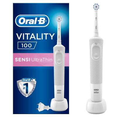 Oral-B Vitality D100 Box Beyaz Şarj Edilebilir Diş Fırçası Sensi Ultrathin - 1