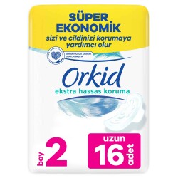 Orkid Extra Hassas Koruma Uzun (Boy 2) Kanatlı Hijyenik Ped 16 Adet - 2