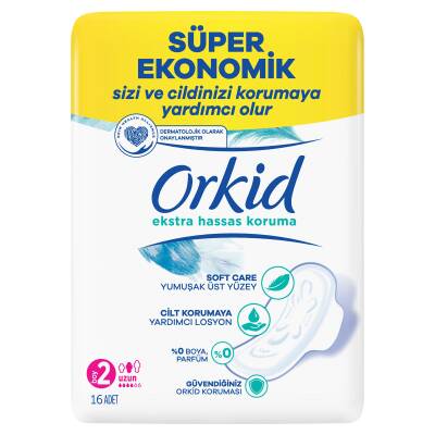 Orkid Extra Hassas Koruma Uzun (Boy 2) Kanatlı Hijyenik Ped 16 Adet - 4