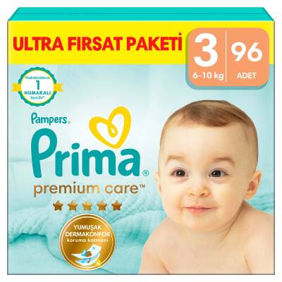 Prima Bebek Bezi Premium Care 3 Numara 96 Adet Ultra Fırsat Paketi - 1