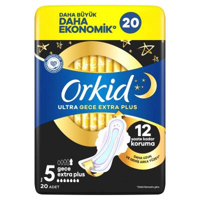 Orkid Hijyenik Ped Ultra Gece Ekstra Plus 20 Adet Dörtlü Paket - 3