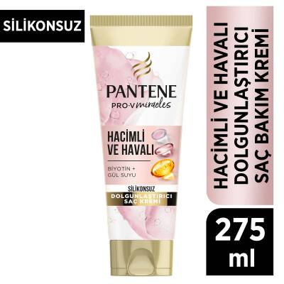 Pantene Silikonsuz Hacim Veren Dolgunlaştırıcı Saç Bakım Kremi, Biotin Ve Gül Suyu, 275Ml - 1