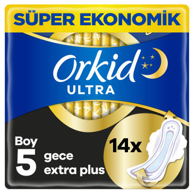 Orkid Ultra Ekstra Hijyenik Ped Gece Ekstra Plus 14 Adet Süper Ekonomik Paket - 1