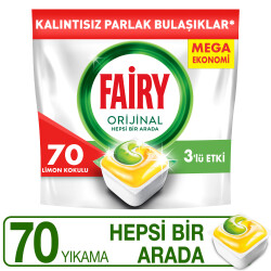 Fairy Hepsi Bir Arada Bulaşık Makinesi Deterjanı Kapsülü/Tableti 70 Yıkama Limon Kokulu - 1