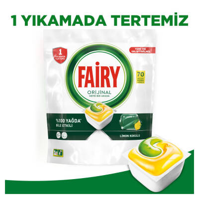 Fairy Hepsi Bir Arada Bulaşık Makinesi Deterjanı Kapsülü/Tableti 70 Yıkama Limon Kokulu - 5