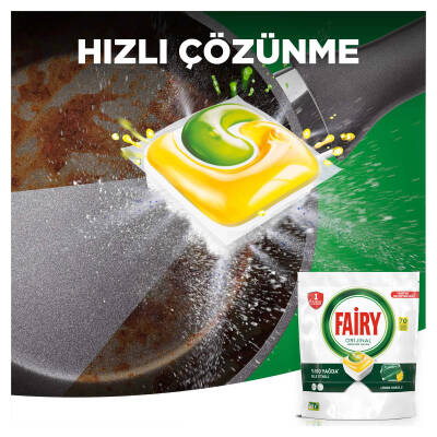 Fairy Hepsi Bir Arada Bulaşık Makinesi Deterjanı Kapsülü/Tableti 70 Yıkama Limon Kokulu - 7