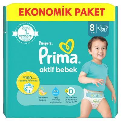 Prima Bebek Bezi Aktif Bebek 8 Beden 31 Adet Fırsat Paketi - 4