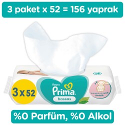 Prima Islak Havlu 3 Paket 156 Yapraklı Sensetive Islak Mendil - 1