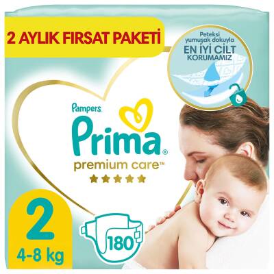 Prima Bebek Bezi Premium Care 2 Beden Aylık Fırsat Paket 180'li - 1