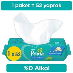 Prima Temiz Ve Ferah Islak Mendil 1 Paket 52 Yaprak Islak Mendil - 1