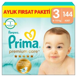 Prima Bebek Bezi Premium Care 3 Numara 144 Adet Aylık Fırsat Paketi - 2