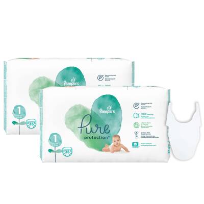 Prima Pampers Pure Bebek Bezi 1 Beden 35x2 Mama Önlüğü Hediye - 2