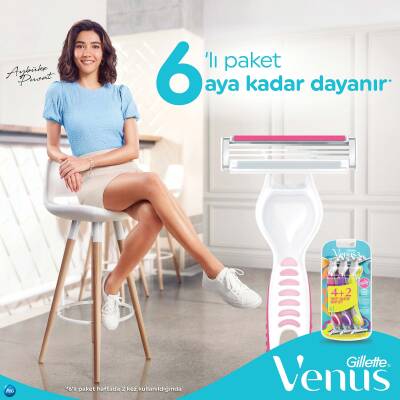 Gillette Venus 3 Renkli Kullan At Tıraş Bıçağı 6 Adet (4+2) - 3