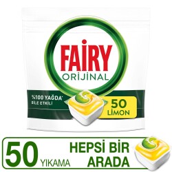 Fairy Hepsi Bir Arada Bulaşık Makinesi Deterjanı Kapsülü/Tableti 50 Yıkama Limon Kokulu - 1